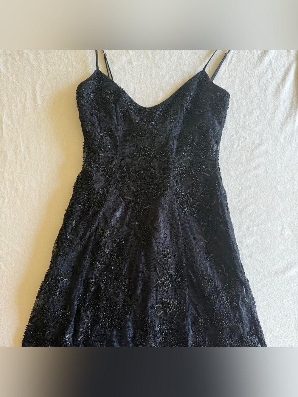 Oh Polly LALITA Embellished Lace Mini Dress in Black - Picture 5 of 5